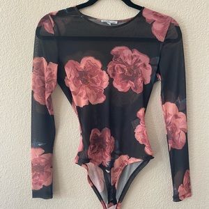 Black/pink floral body suit